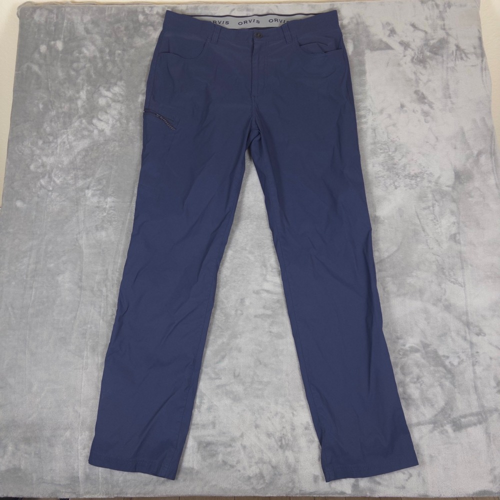 Orvis Tech Pants Mens 36x34 Blue Straight Leg Outdoor Hiking Active Travel Wear